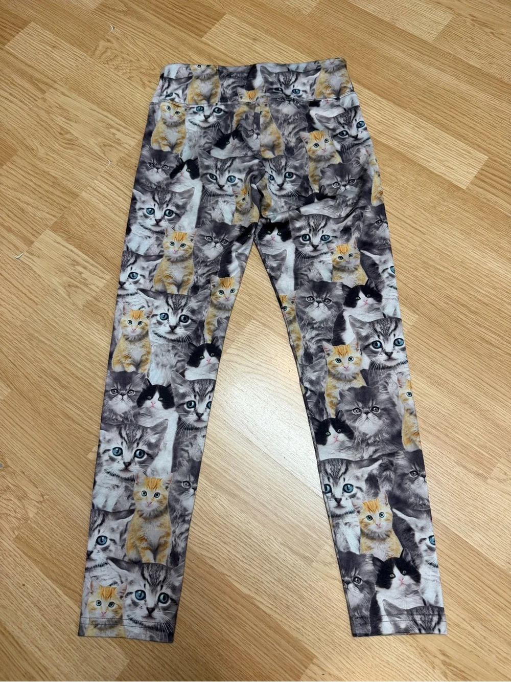 Justice Kitten Cat Print Leggings Girls Size 10 Stretch Cute Animal Graphic